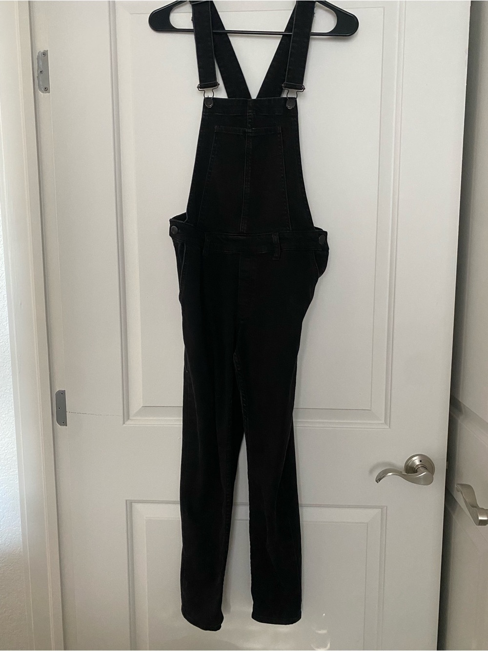 H&M Black Denim Bib Overalls with Adjustable Straps